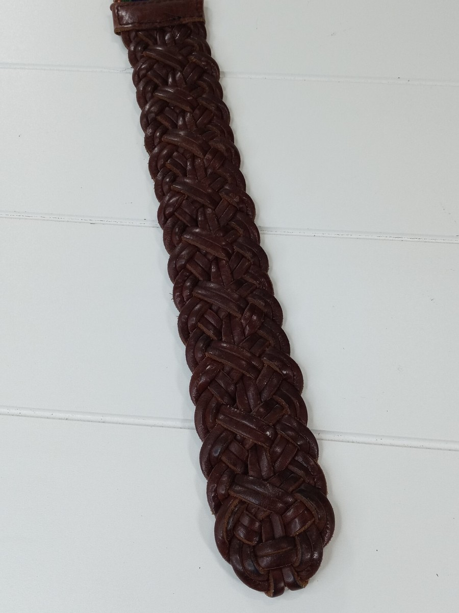 Lucky Brand Braided Wide Leather Belt Brown Patchwork Brass  display picture 2