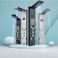 LED Shower Panel Tower System Rain Waterfall Body Massage Jets Stainless Steel