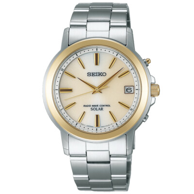 SEIKO SPIRIT SBTM170 Gold Solar Radio Wave Control Stainless Men's