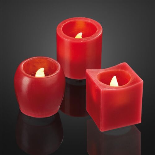 Candele LED candele cera rosse set 6 tremolanti imitazione decorazione esterno giardino balcone - Foto 1 di 7