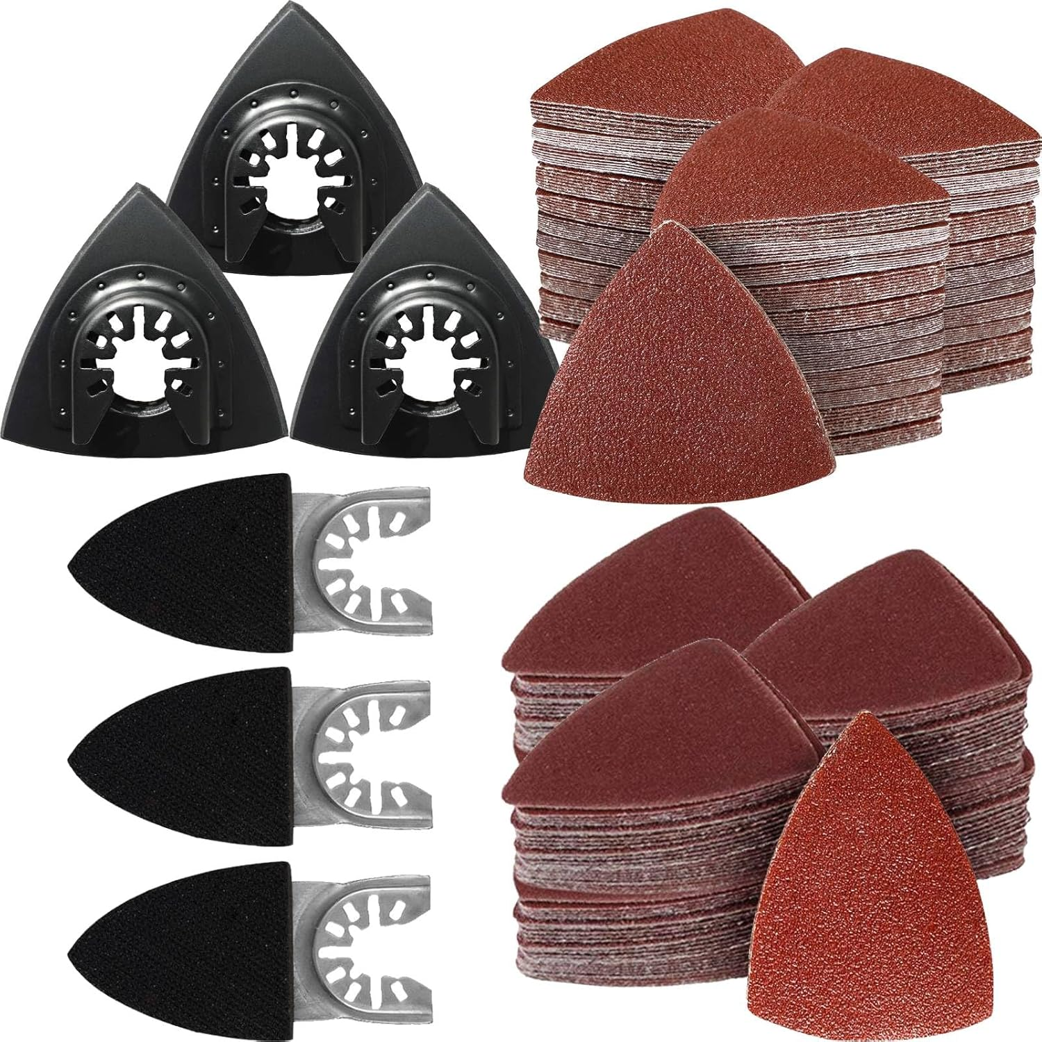 156Pcs Oscillating Tool Sanding Pad Kit, 3Pcs Triangle Sanding Pads and 3Pcs Fin