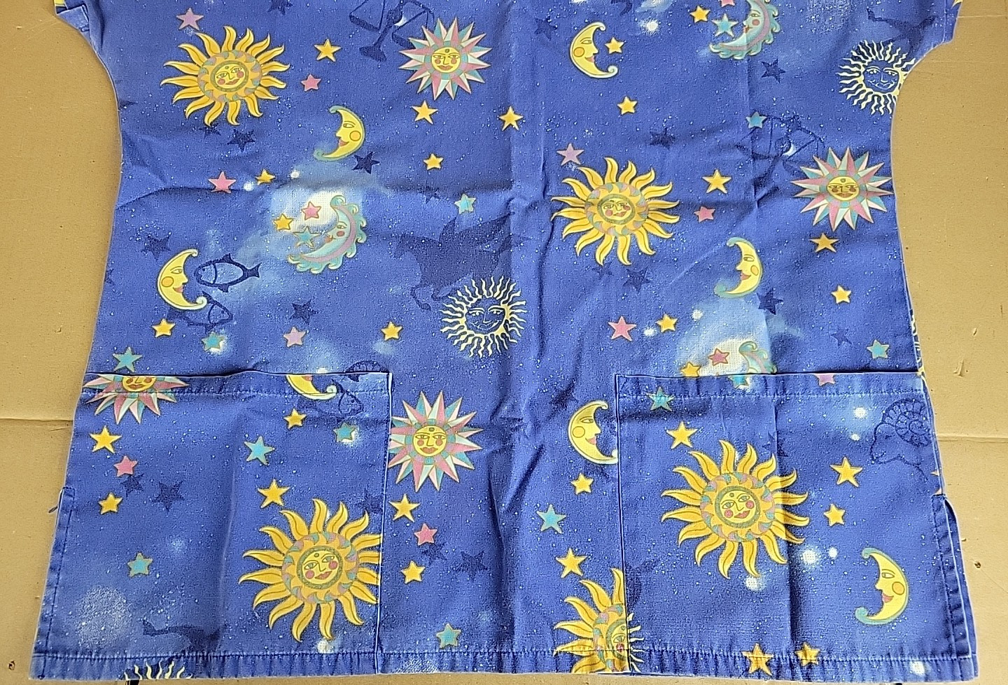 Sun Moon & Stars Simply Basic Blue Medium Scrub T… - image 3