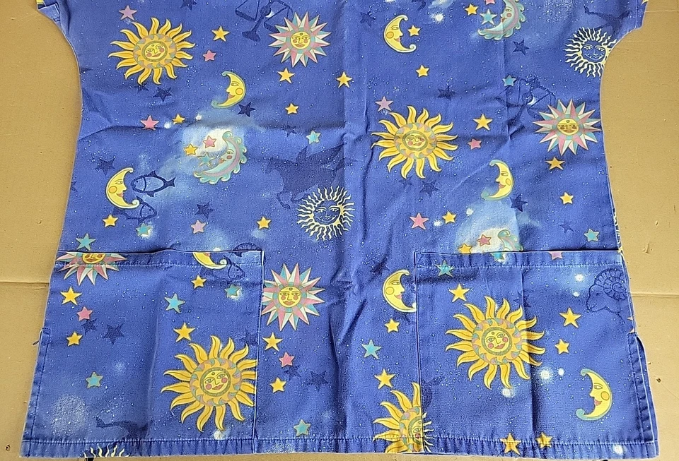 Sun Moon & Stars Simply Basic Blue Medium Scrub Top - Image 3 of 4