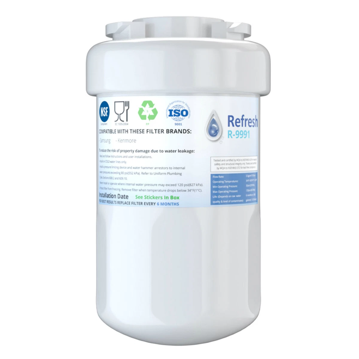 Refresh GE MWF Replacement Water Filter for GE GSHF5KGXCCBB Refrigerator