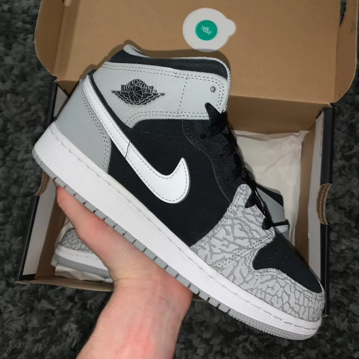 Nike Air Jordan 1 Retro Mid Smoke Grey White Black UK 3 US 3.5 New