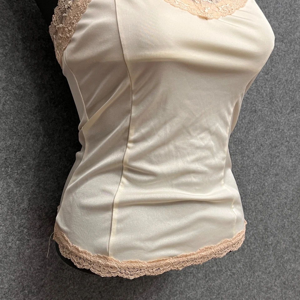 Camisola The Limited Vintage Y2K Para Mujer XS Marfil Satinado Encaje Forrada Hecha en EE. UU. Foto 3 de 4