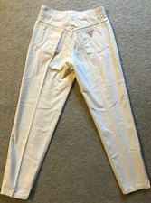 Vintage 80s 90s GUESS Georges Marciano Pants Women Ankle-Zip Pants Ivory Size 29