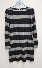 Banana Republic Womens Sweater Dress Small Black Gray Striped Long Sleeve Knit