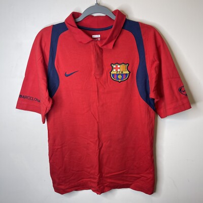 Nike 211991-657 FC Barcelona Red Polo T-Shirt Football Soccer Men’s Size  Small