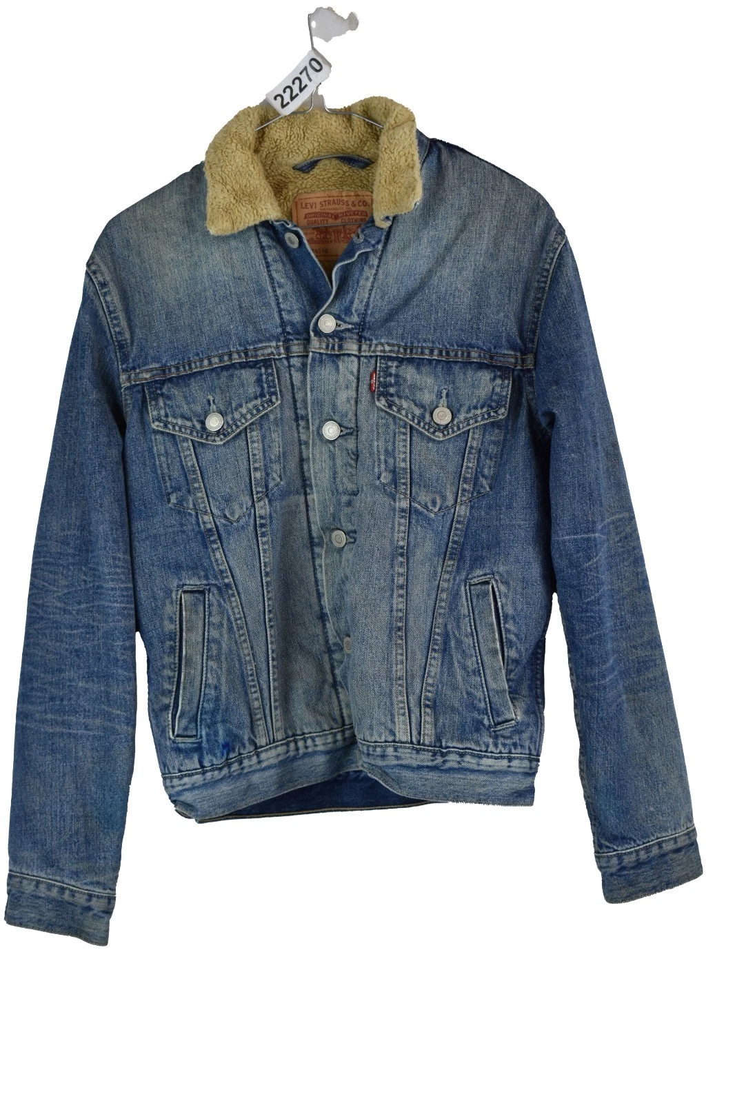 LEVI'S Blue Sherpa Denim Jacket size S Mens Button Up Casual Outdoors Outerwear
