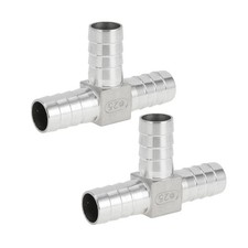 Raccords Tuyau Acier Inox 304 63/64" dia pour Connecteur 3 Voies 2 Pièces Argent