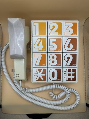 VTG Western Electric Large GIANT Numbers Push Button Wall Phone Retro 70s AS IS