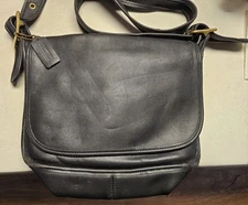 COACH Vintage Patricia's Legacy Crossbody Saddle Flap Bag 9951 Black Leather