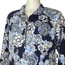 Lilly Pulitzer Womens M Blue Floral Skipper Popover 1/2 Zip Pullover UPF50 NWT