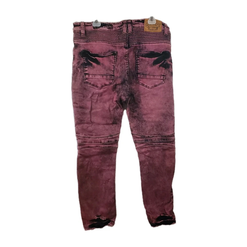 Jeans Hebilla 8 Para Hombre Talla 38 Retro Púrpura Y Negro Patinador Distress Negro Lavado Foto 2 de 4