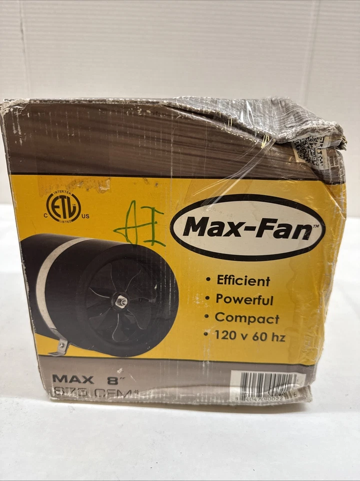 NEW Max-Fan 8" 675 CFM Efficient Powerful Compact 120 v 60 hz Fan - Image 2 of 3