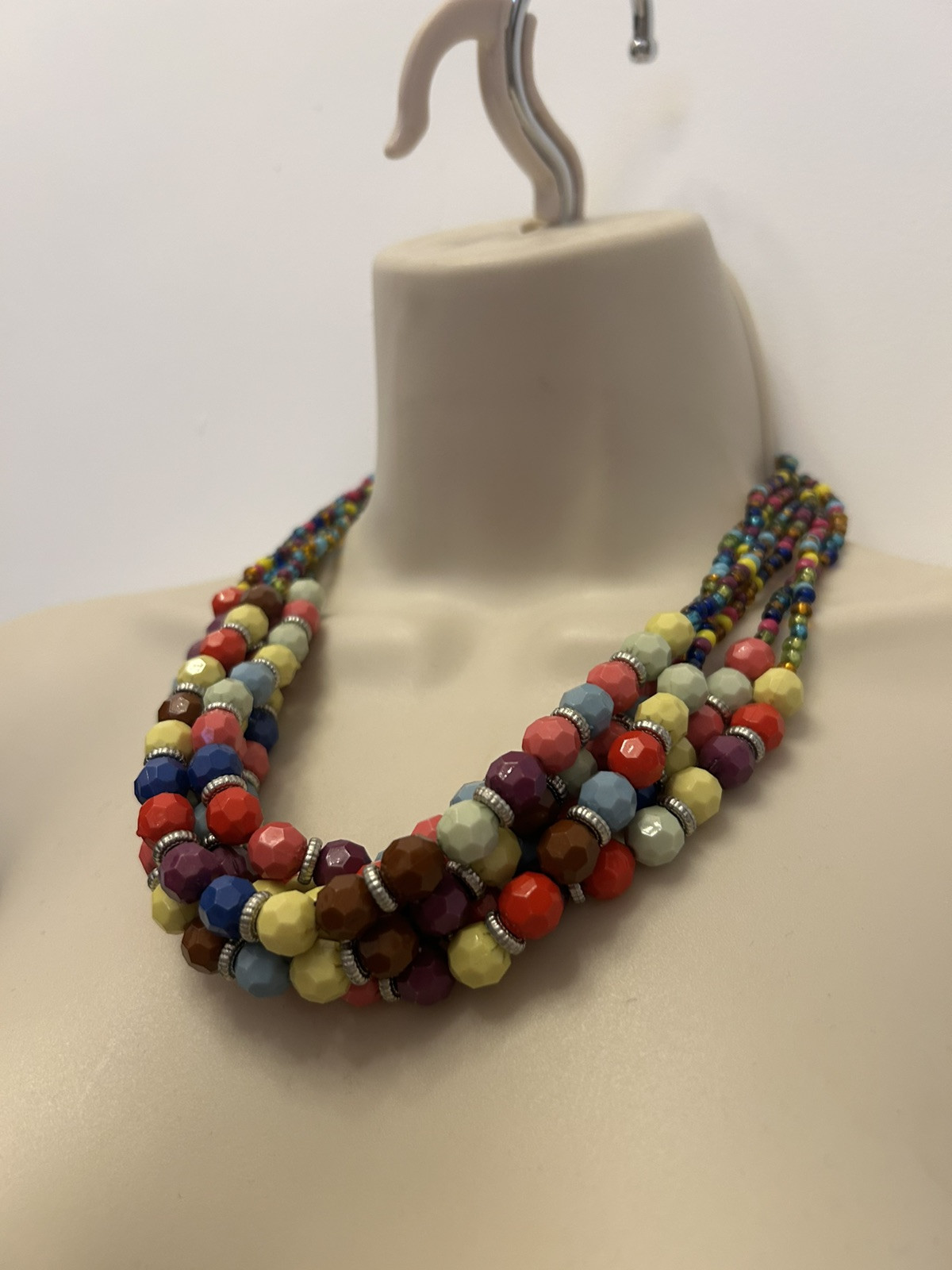 Collar Length Multi Strand Colourful Plastic Bead… - image 9