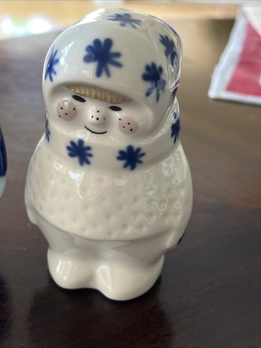 2 - Porsgrund Porcelain Figurines Boy & Girl Norway 1970s Blue White Winter - Picture 13 of 19