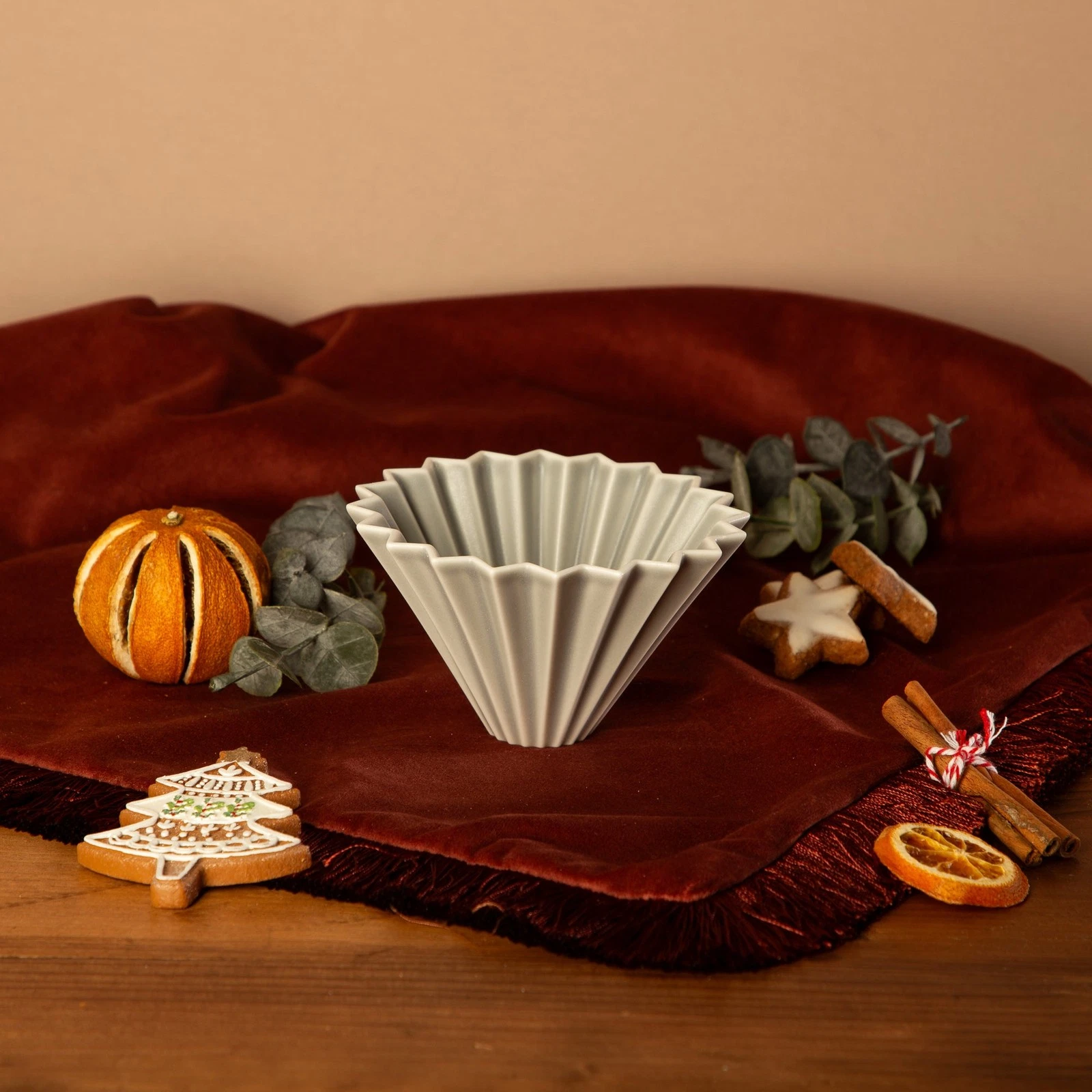 Origami Ceramic Coffee Dripper Matte Grey