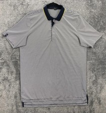 RLX Ralph Lauren Polo Shirt Men Large Blue Micro Stripe Golf Performance Stretch