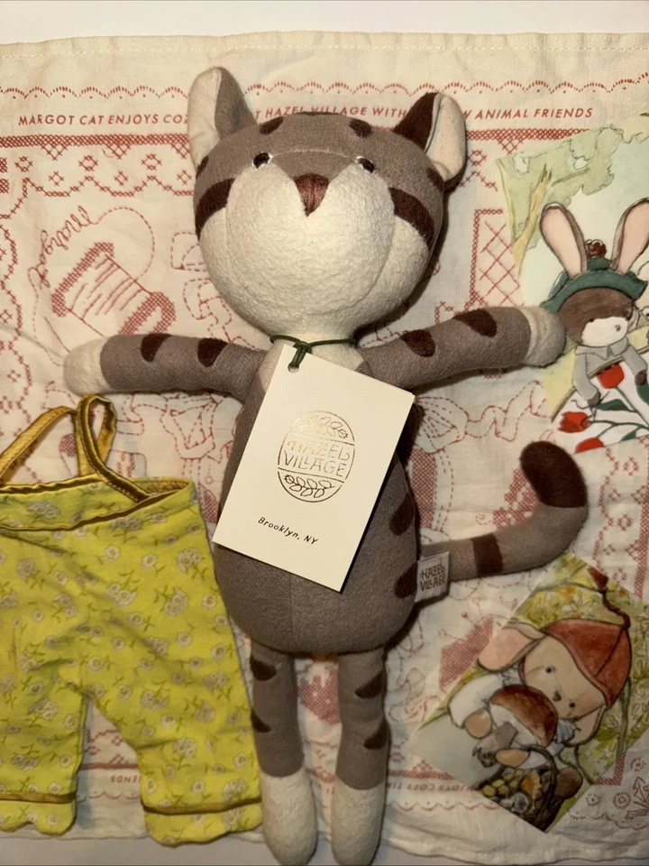 Hazel Village Margot Cat Handmade Animal w/ Yellow Overalls & Bandana - Image 3 of 4