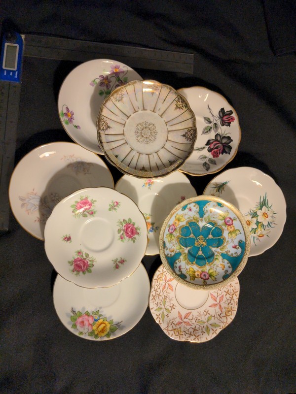 Lot Of 10 Bone China Saucers Gold Iridescent Royal Doulton Occupied Japan Nochip