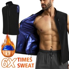 Men's Sauna Vest Zipper Heat Trapping Pullover Tank Tops Sleeveless Weight Loss