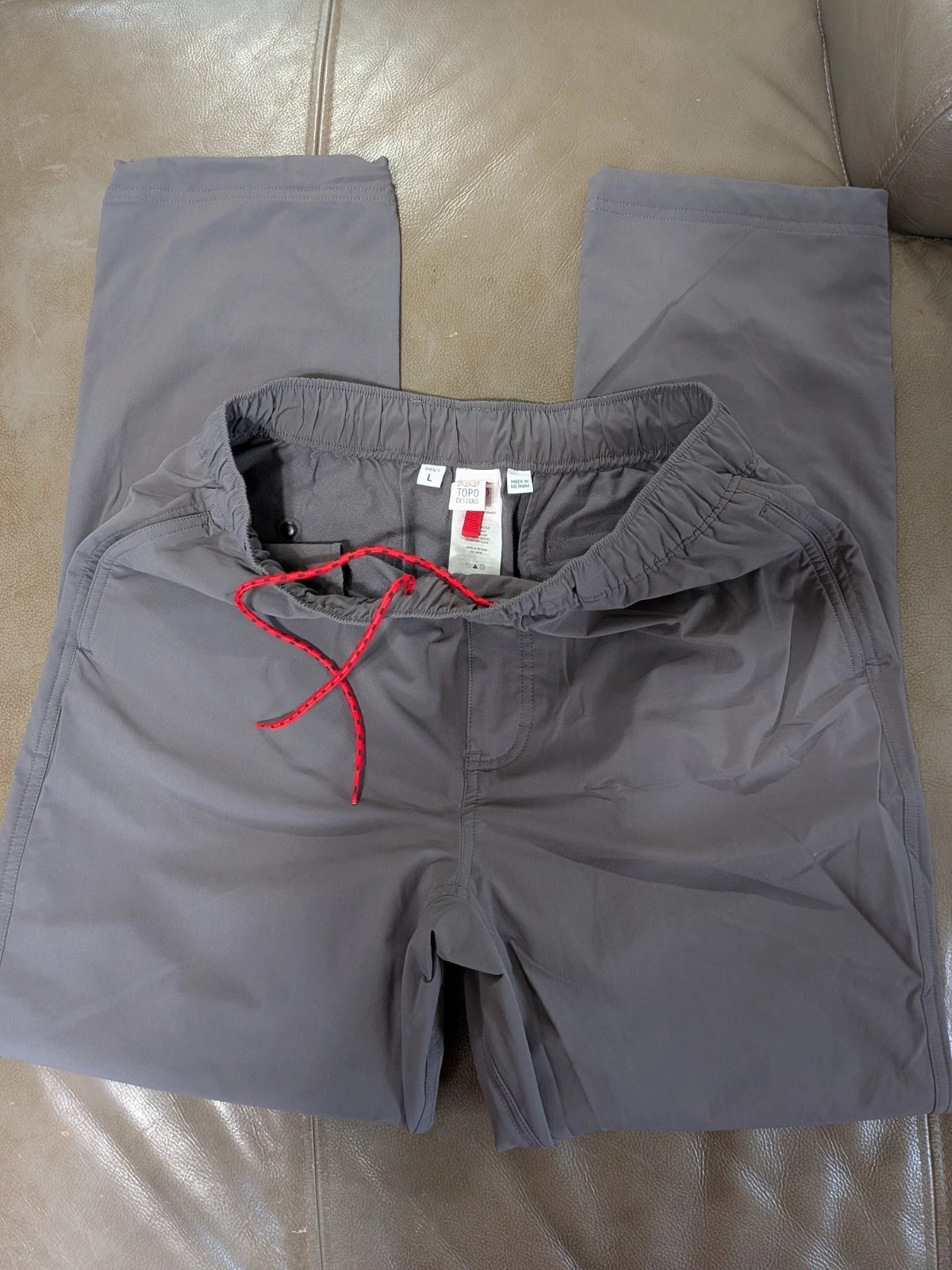 Topo Designs Tech Pants Men's Large Gray Nylon Stretch Hiking Outdoor...