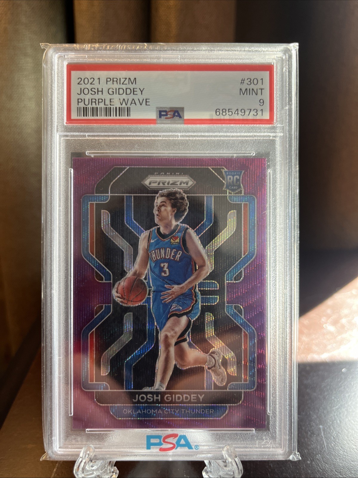 JOSH GIDDEY 2021 PANINI PRIZM PURPLE WAVE ROOKIE RC #301 PSA 9 GEM MT THUNDER