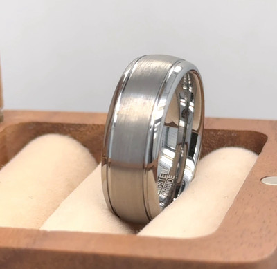 Classic Silver Tungsten Valentine Ring For His-Her Brushed Polished Finish Ring