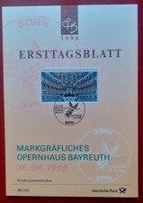 Briefmarken Deutschland ETB 1998 Markgr&auml;fliches Opernhaus Bayreuth F&uuml;rstenloge