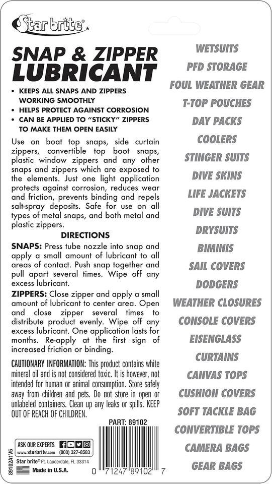 Lubrificante per Cerniere Lampo E Bottoni Automatici - Trasparente, Non Macchia  - Immagine 2 di 4