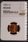 1939-S Lincoln Wheat Cent-NGC MS 66 Red Brown Choice Gem BU No Reserve #SLK910