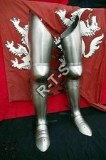 Medieval 18G Steel Functional Full Leg Plate Armor Pair Large Halloween Armor