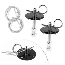 Hood Pins Kit for Car - Stainless Steel Hood Pin Lock Clip with Racing Black