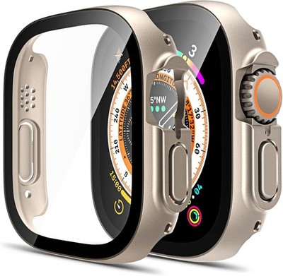 2 Pack Hard Case for Apple Watch Ultra 49mm with 9H Tempered Glass Protector