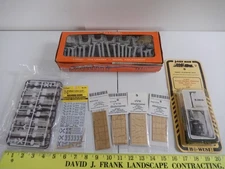 Assorted Model Train Railroad Signs, Crossing Planks, HO by Lionel Trestle Set