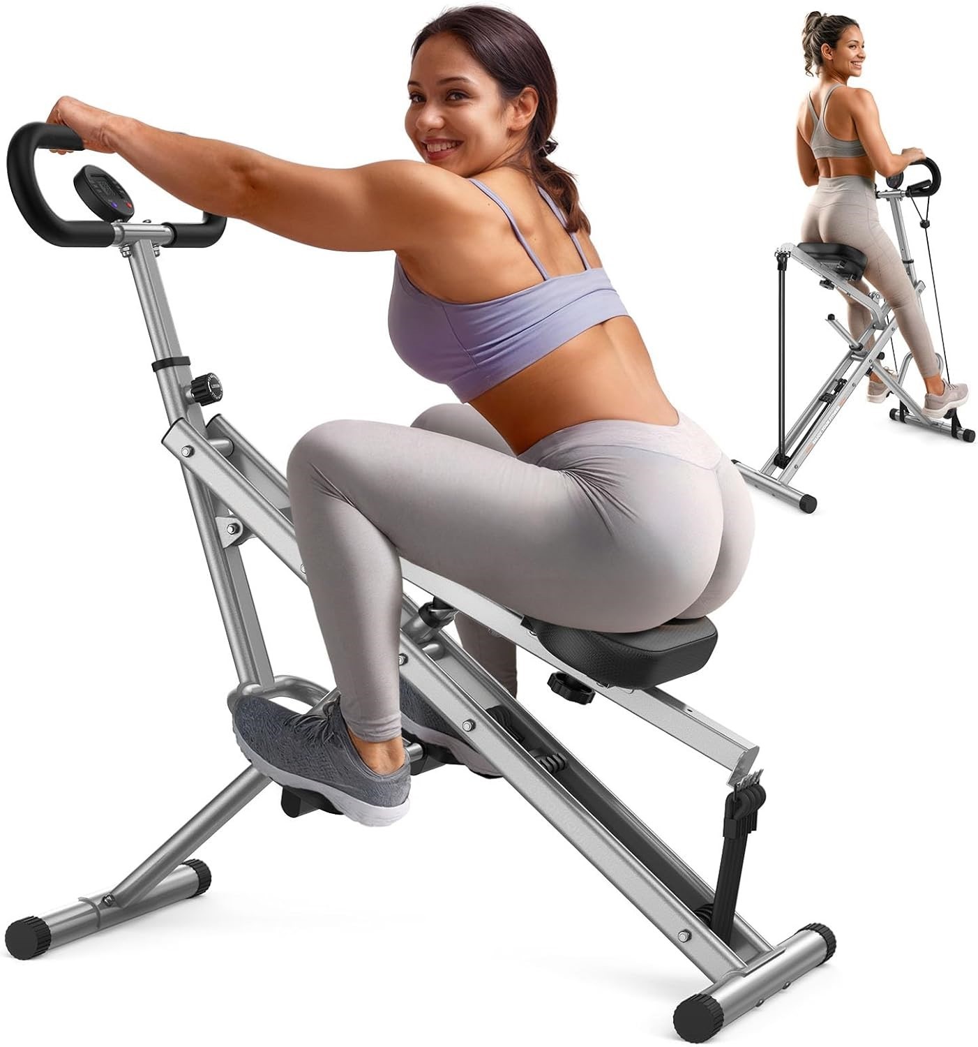 Foldable Home Gym Squat/Rowing Machine For Core/Legs w/Adjustable Resistance