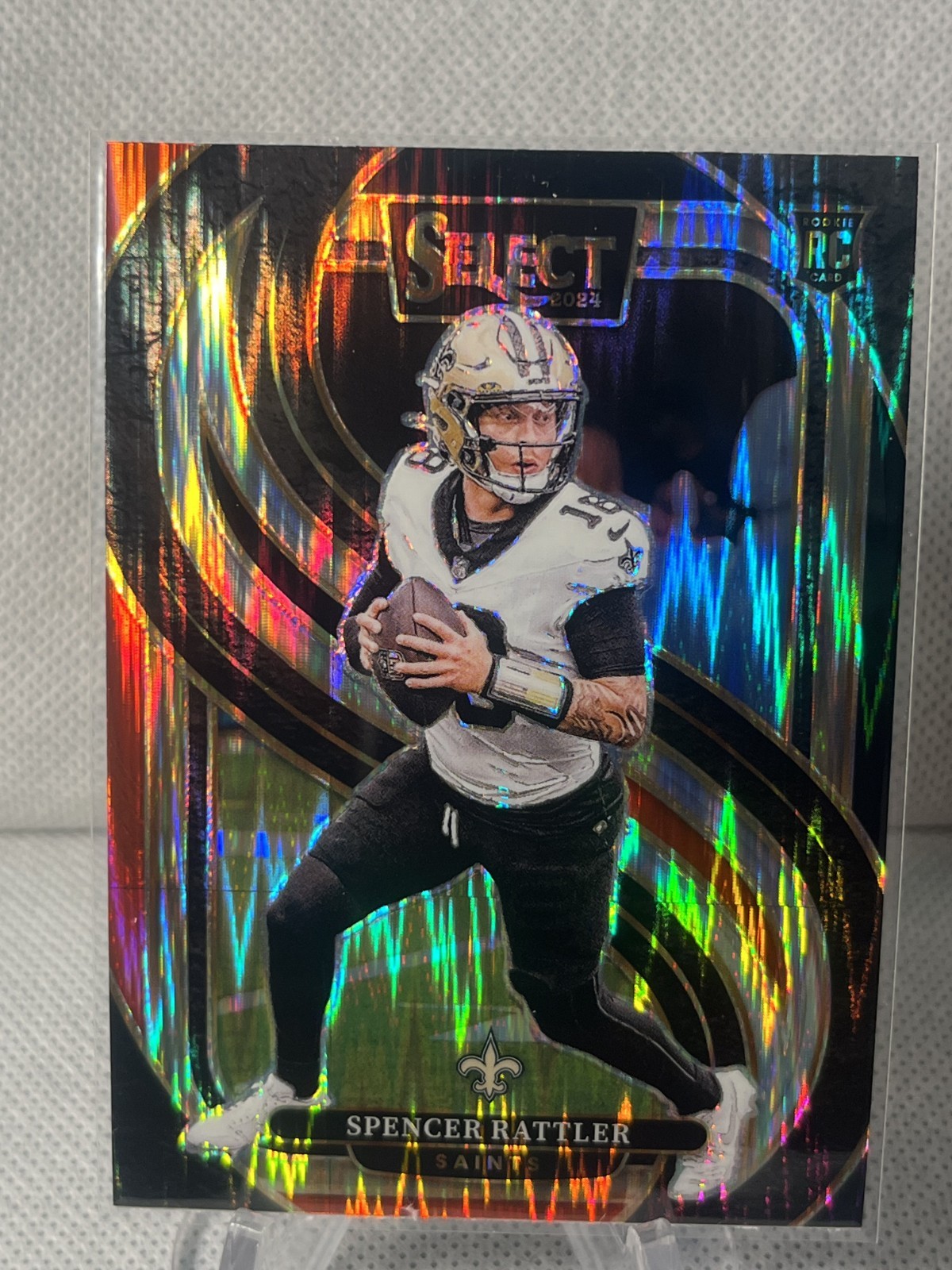 2024 Select Spencer Rattler Premier Level #130 Black & Red Shock Prizm RC Saints
