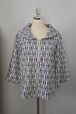 CHICO'S ZENERGY NEEMA FRONT ZIPP JACKET 3/4 SLEEVE GEO PRINT MULTI Sz 1 US M