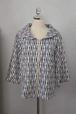 CHICO'S ZENERGY NEEMA FRONT ZIPP JACKET 3/4 SLEEVE  GEO PRINT MULTI  Sz 1 US M 