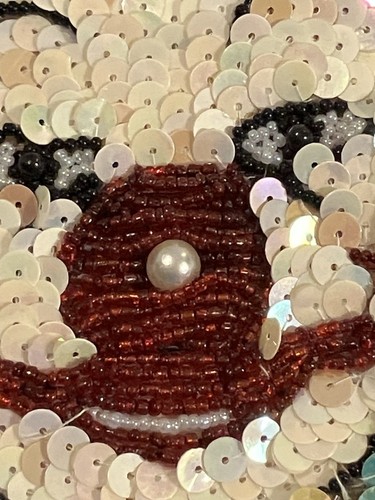 VTG Large Beaded Sequin Circus Clown Face Colorful APPLIQUE Patch - Picture 3 of 9