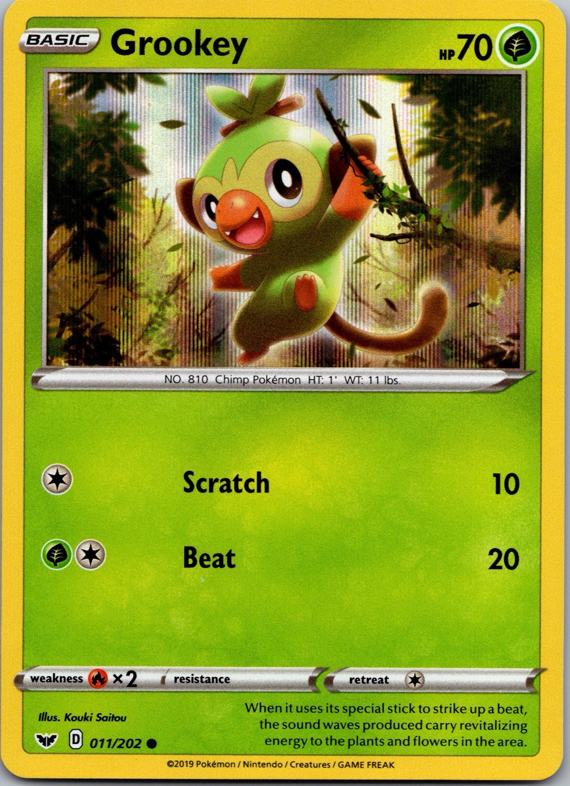 Grookey 011/202 Non Holo Sword & Shield  Pokemon Card NM