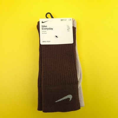 Nike Wool Everyday Cushioned Crew 2 Pack Size Large 8 - 12 Mens Earth Brown