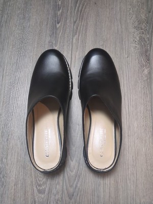 La Canadienne Leather Lug Sole Mules Women's Size 9 M  Black 