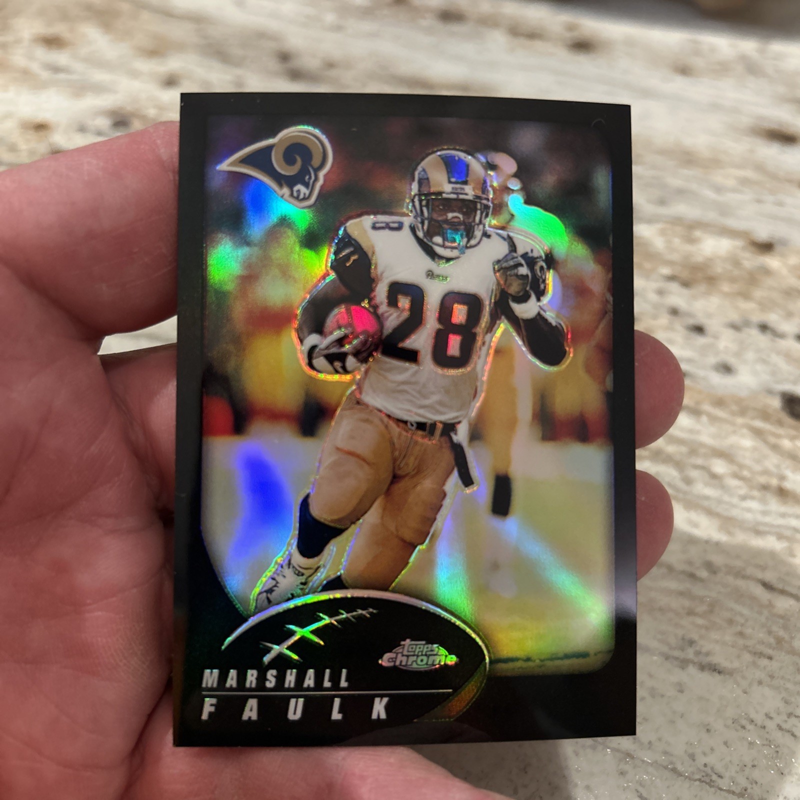 2002 Topps Chrome Black Refractor /599 Marshall Faulk #77