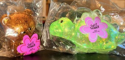 Bundle Of 2 Squishy Dinosaur 3.5  Glitter Gummy Bear 2 Squeeze Toys Slow Release