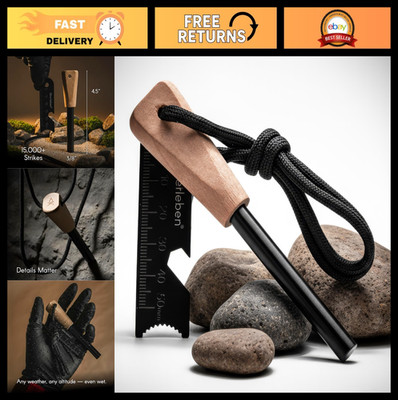 Ferro Rod Fire Starter Survival Tool - 15,000 Strikes, Waterproof, Multi-Tool, L