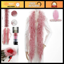 Fluffy 3-Ply Pink Ostrich Feather Boa - 2 Yards Long for DIY Crafts, Weddings 