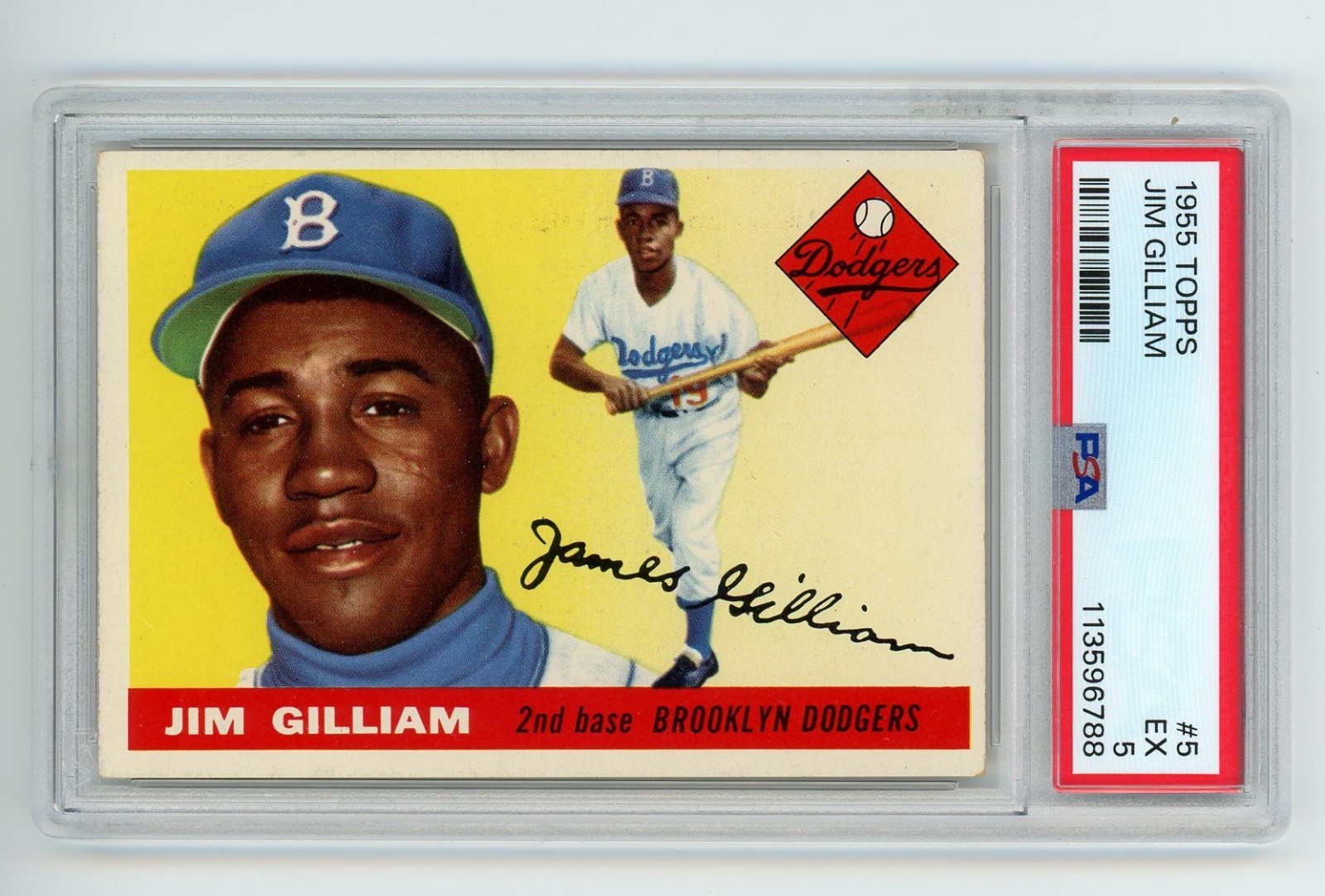 1955 Topps #5 Jim Gilliam PSA 5 EX Brooklyn Dodgers